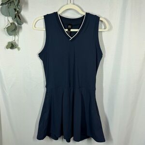 Kyodan Navy Blue Sleeveless V-Neck Athletic Mini Dress with White Trim